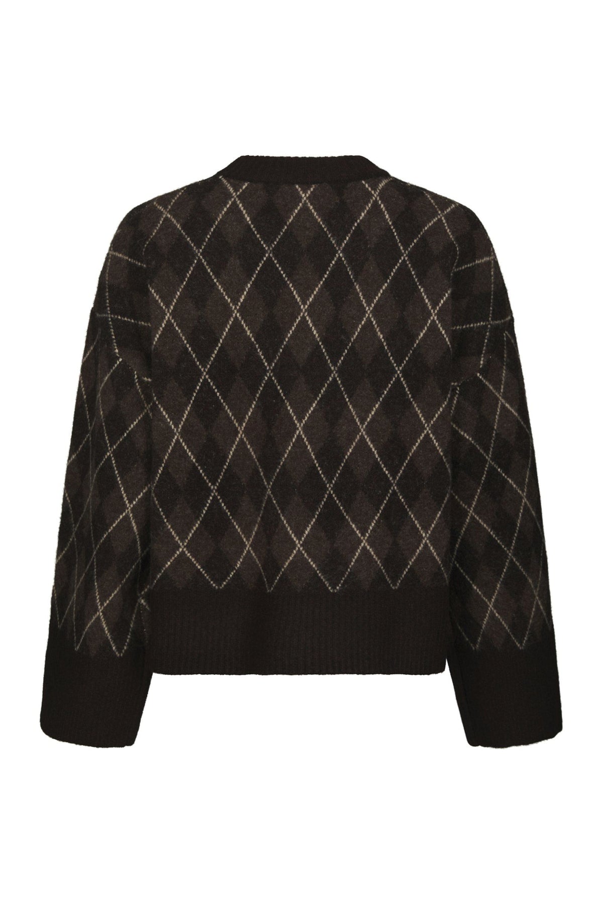 Kick Check Knit Blouse - Dark Brown