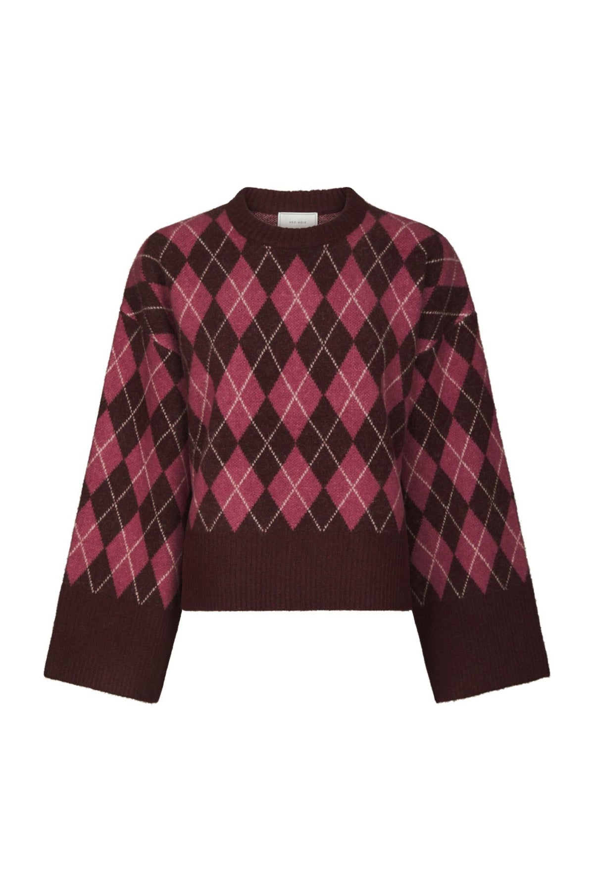 Kick Check Knit Blouse - Wine