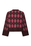 Kick Check Knit Blouse - Wine