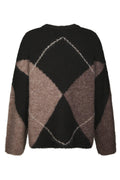 Inga Check Fluff Knit Blouse - Dark Brown