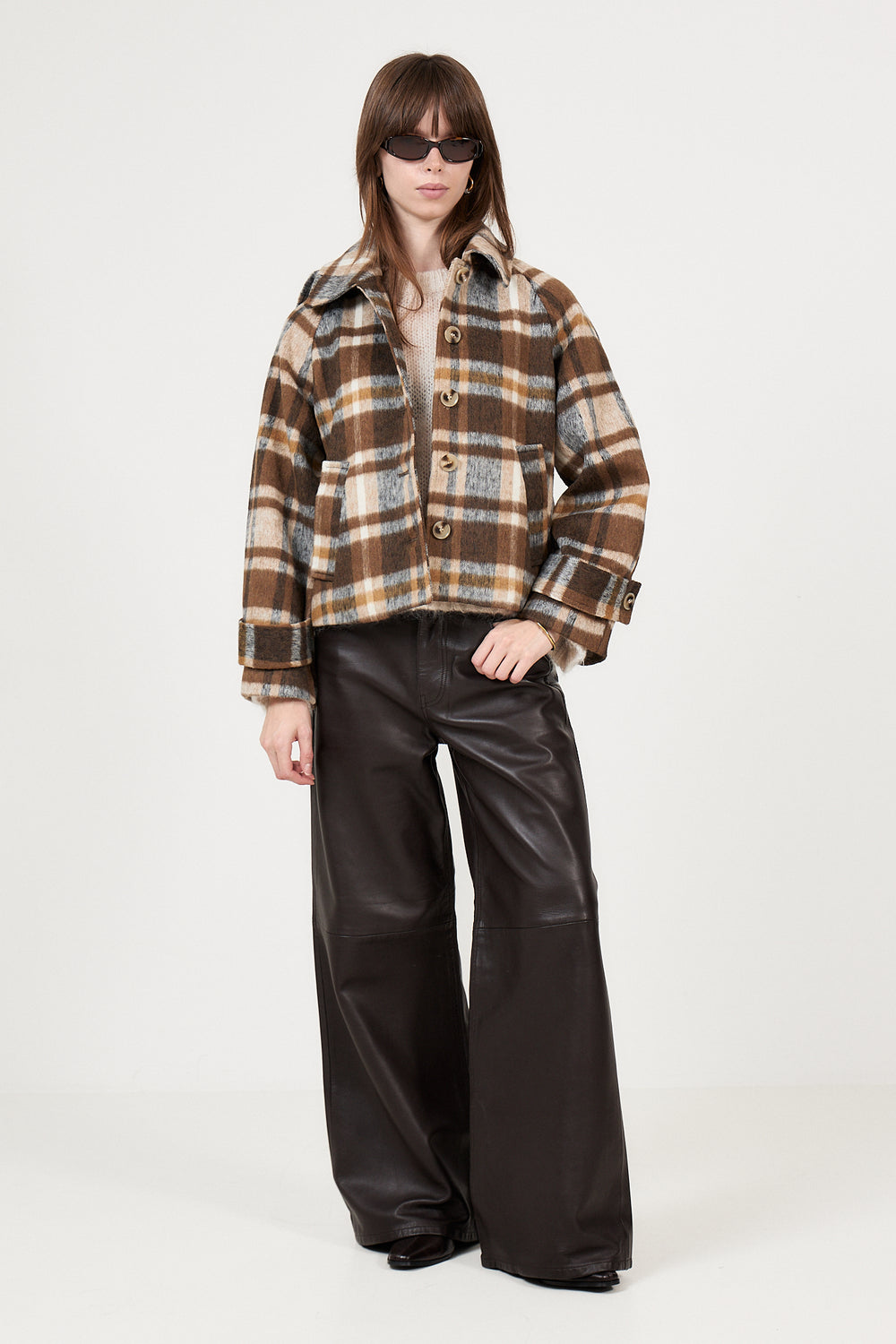 Quinn Check Jacket - Camel