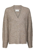 Melli Fluffy Knit Blouse - Beige Melange