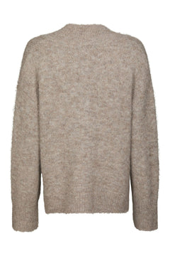 Melli Fluffy Knit Blouse - Beige Melange