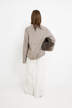 Melli Fluffy Knit Blouse - Beige Melange