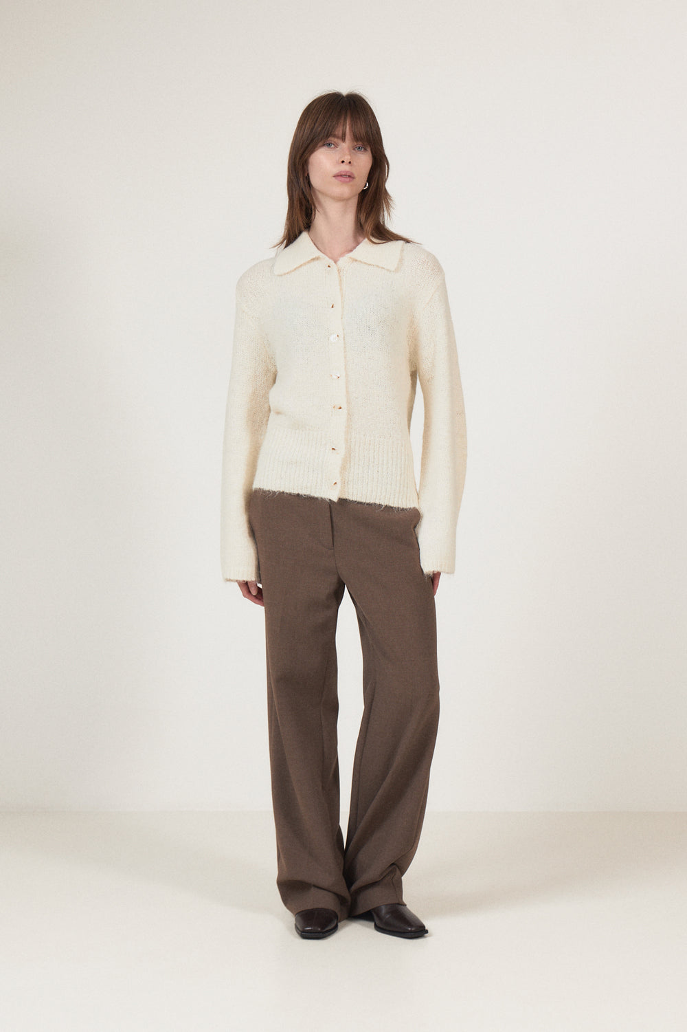 Ramera Fluffy Knit Cardigan - Off White