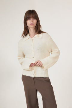 Ramera Fluffy Knit Cardigan - Off White