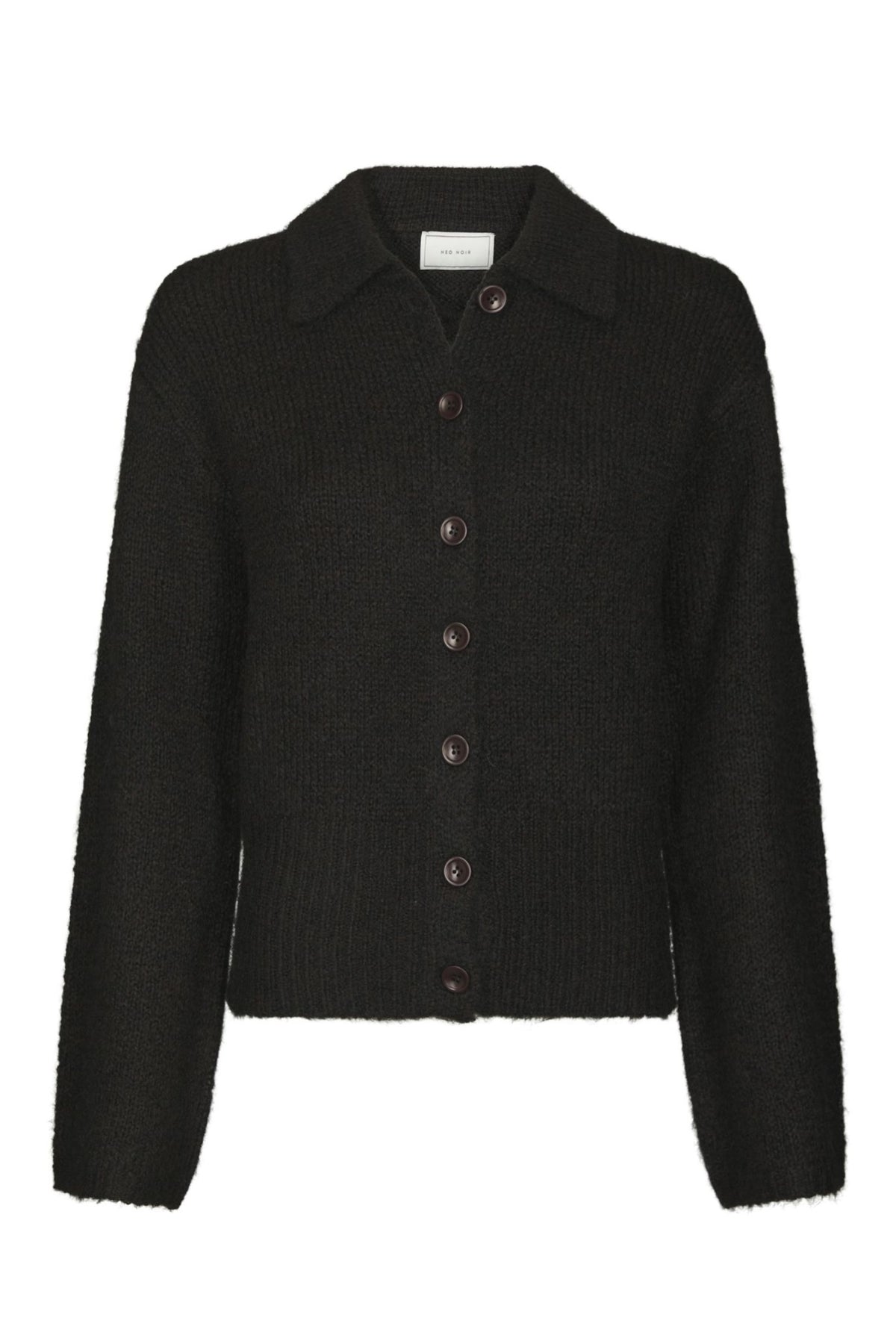 Ramera Fluffy Knit Cardigan - Dark Brown