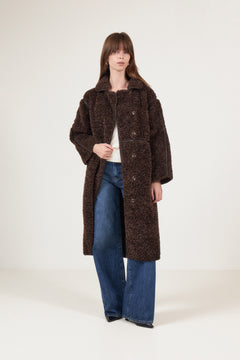 Senta Faux Fur Coat - Dark Brown