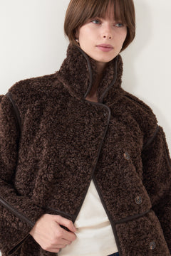 Senta Faux Fur Coat - Dark Brown