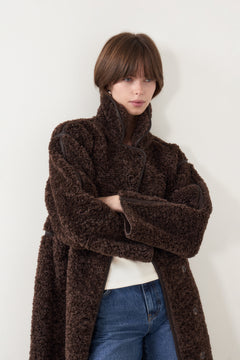 Senta Faux Fur Coat - Dark Brown