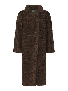 Senta Faux Fur Coat - Dark Brown
