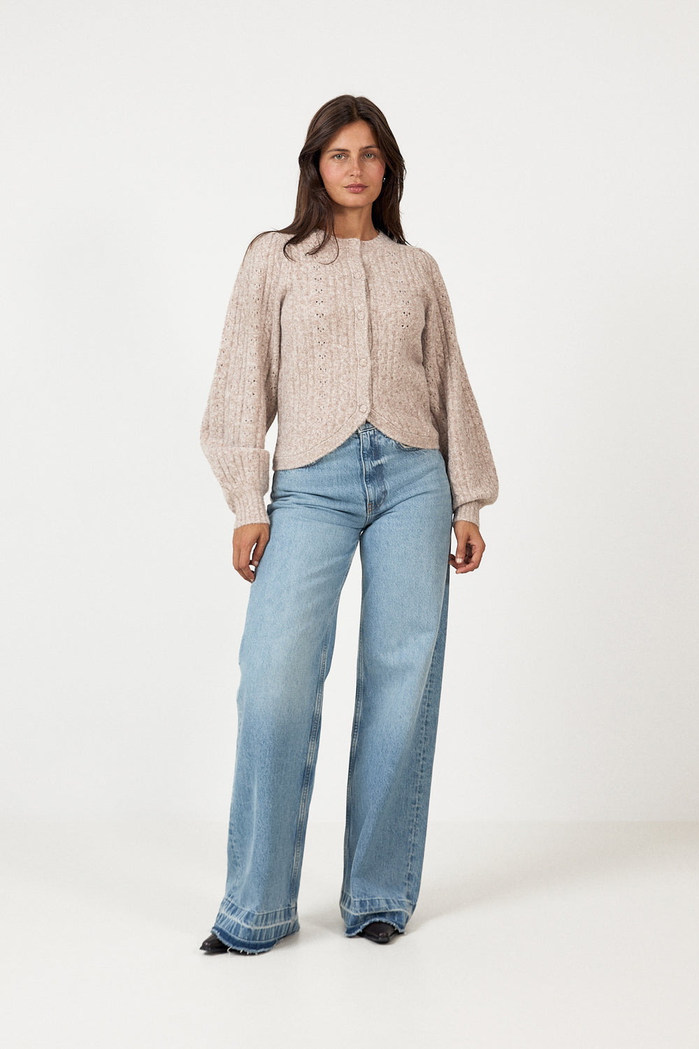 Koteas Cable Knit Cardigan - Beige Melange