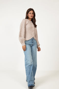 Koteas Cable Knit Cardigan - Beige Melange