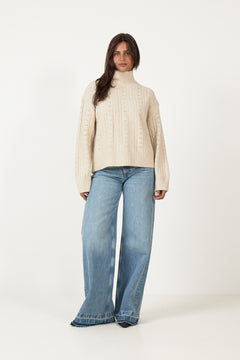 Anda Cable Knit Blouse - Ivory