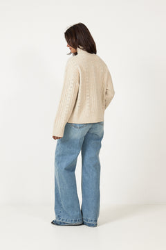 Anda Cable Knit Blouse - Ivory