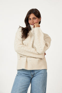 Anda Cable Knit Blouse - Ivory