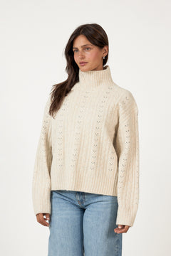 Anda Cable Knit Blouse - Ivory