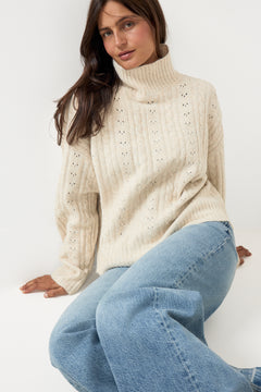 Anda Cable Knit Blouse - Ivory