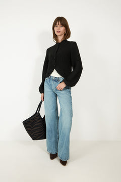 Gio Fluffy Knit Cardigan - Black
