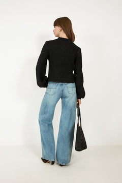 Gio Fluffy Knit Cardigan - Black