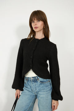 Gio Fluffy Knit Cardigan - Black