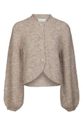 Gio Fluffy Knit Cardigan - Beige Melange