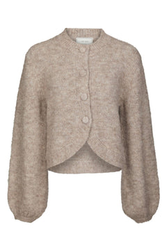 Gio Fluffy Knit Cardigan - Beige Melange