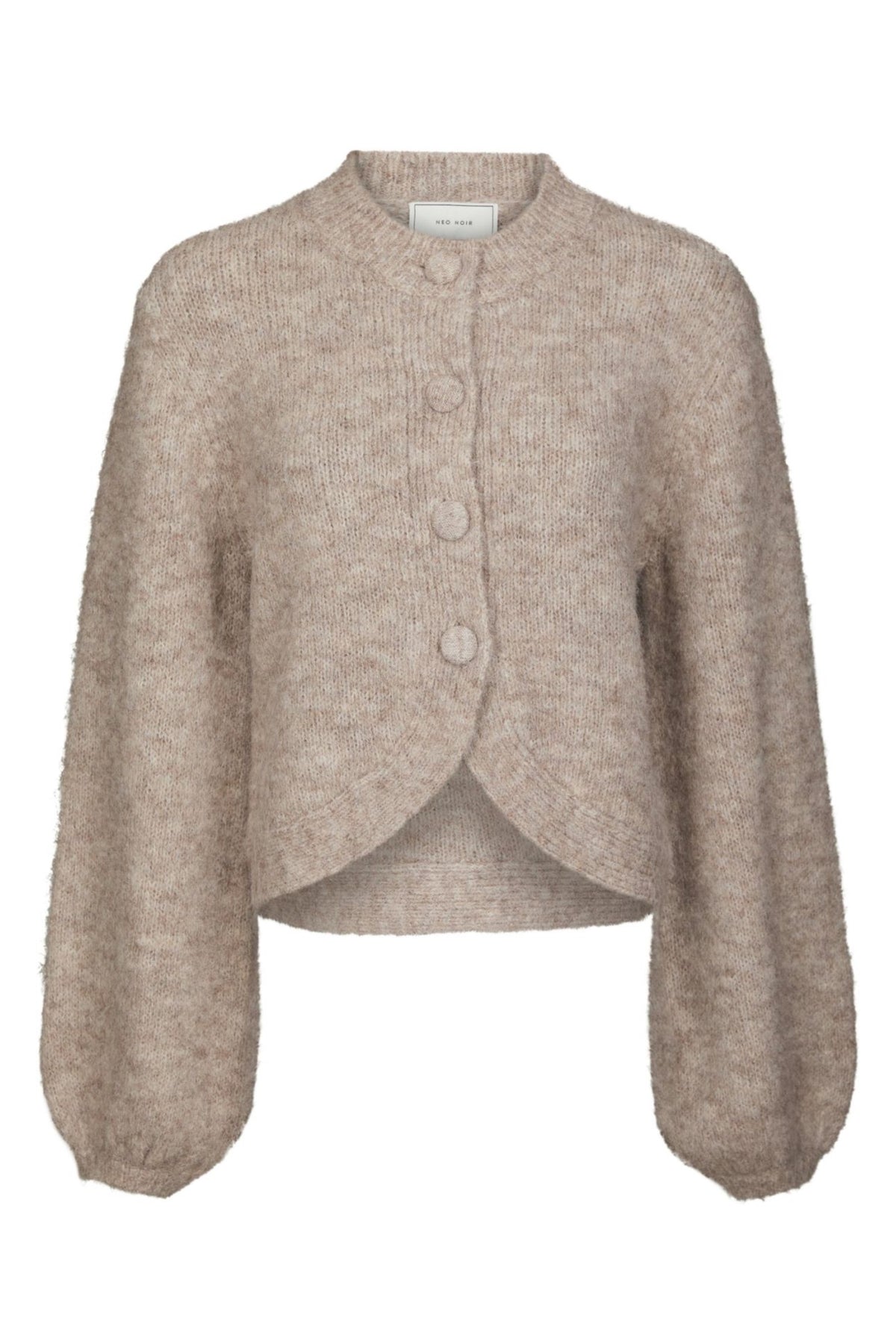 Gio Fluffy Knit Cardigan - Beige Melange