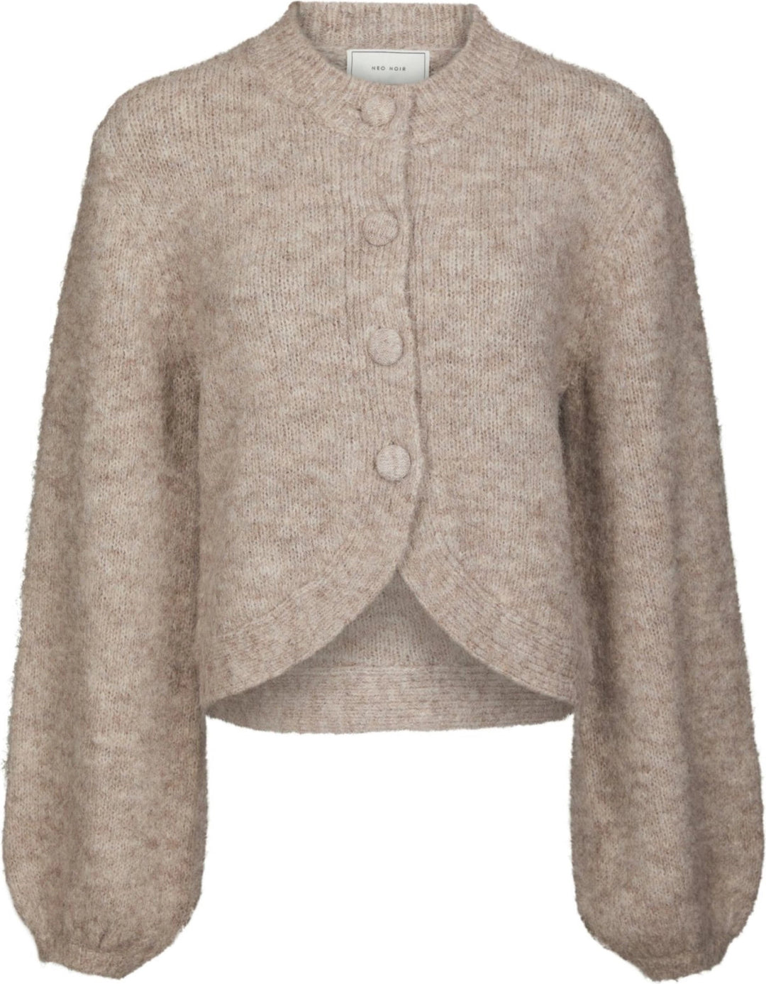 Gio Fluffy Knit Cardigan - Beige Melange