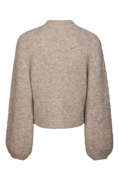 Gio Fluffy Knit Cardigan - Beige Melange