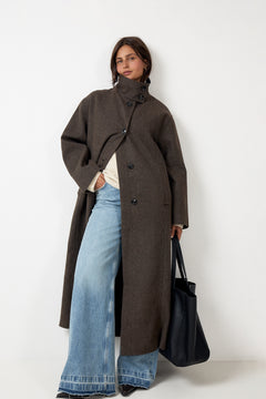 Marcel Mini Check Coat - Brown
