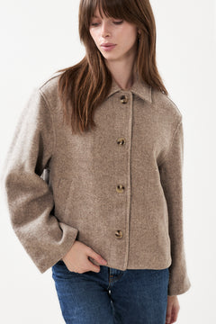 Hamra Herringbone Twill Jacket - Beige Melange
