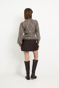 Koteas Check Knit Cardigan - Taupe