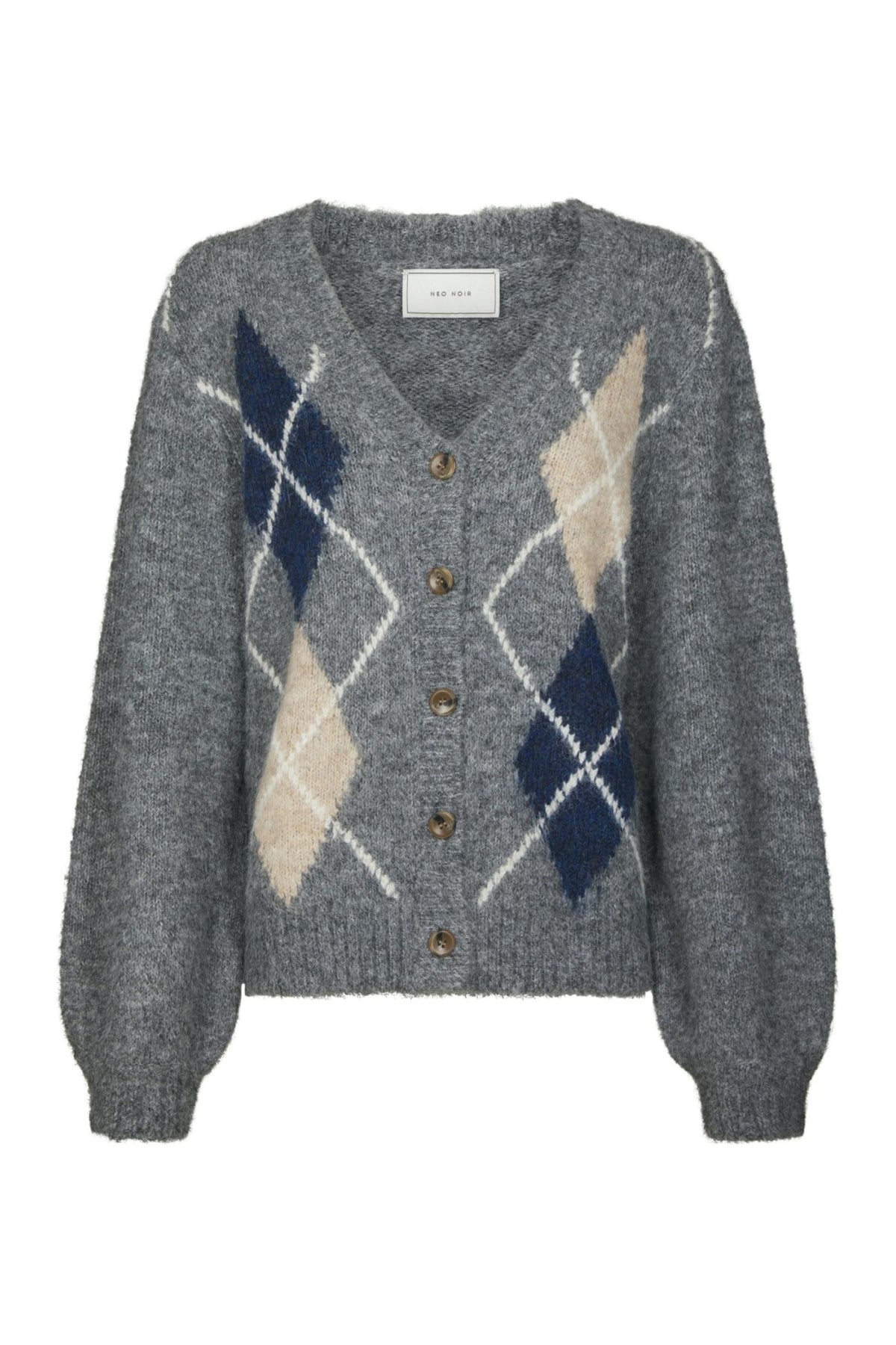Beleney Small Check Fluff Cardigan - Dark Grey