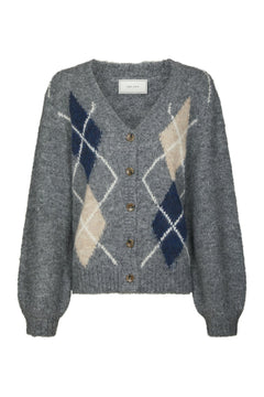 Beleney Small Check Fluff Cardigan - Dark Grey