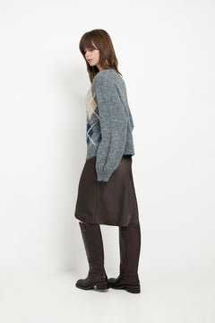 Beleney Small Check Fluff Cardigan - Dark Grey