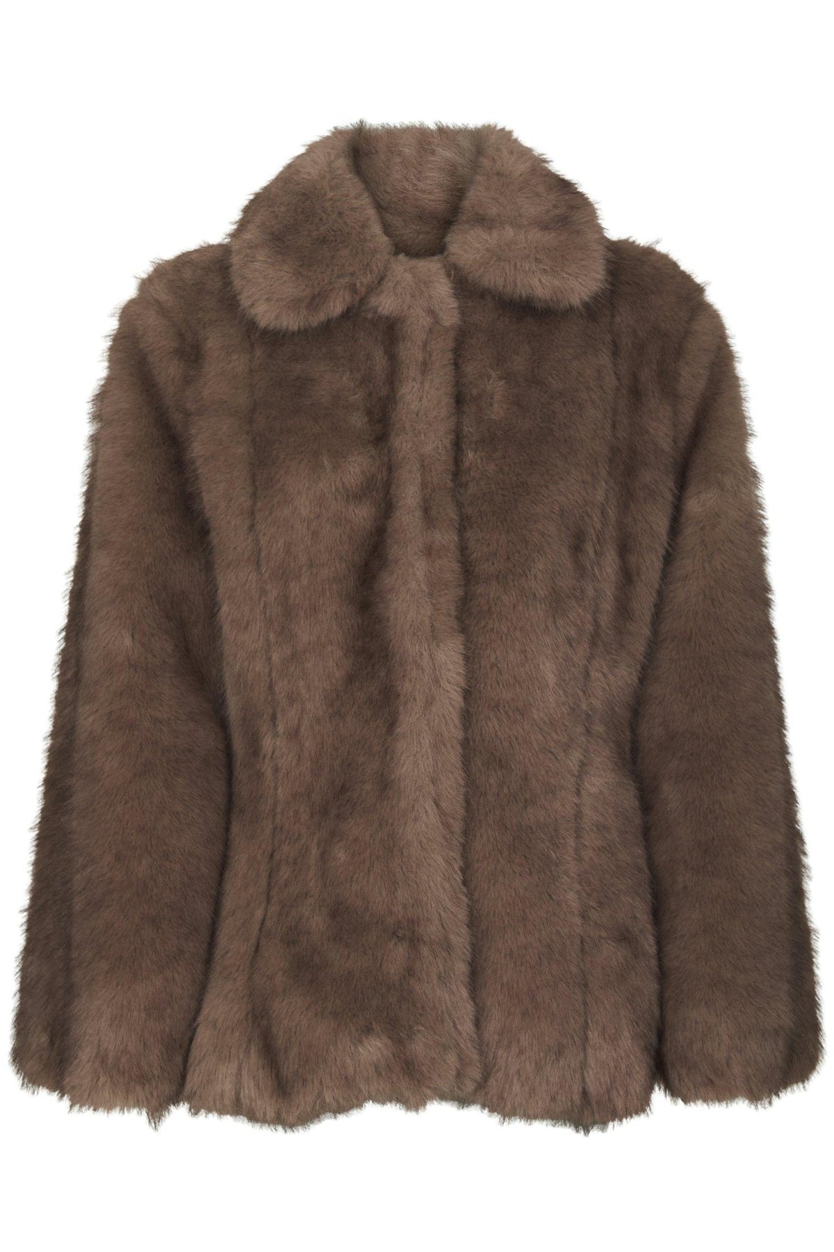 Ariella Faux Fur Peplum Jacket - Warm Grey