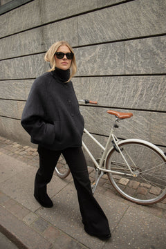 Fiona Short Wool Coat - Dark Grey Melange