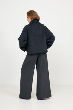 Fiona Short Wool Coat - Dark Grey Melange