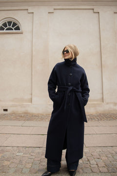 Augusta Maxi Wool Coat - Navy