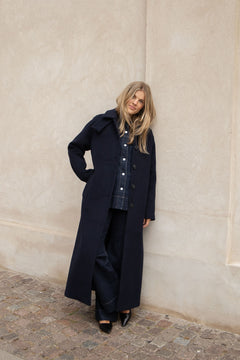 Augusta Maxi Wool Coat - Navy