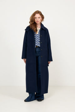 Augusta Maxi Wool Coat - Navy