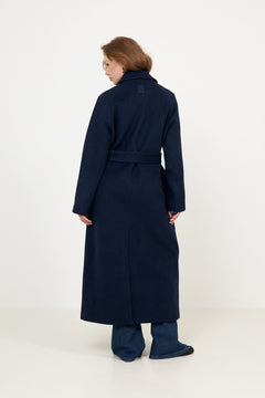 Augusta Maxi Wool Coat - Navy