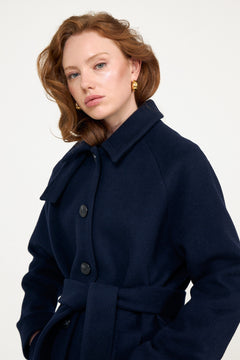 Augusta Maxi Wool Coat - Navy