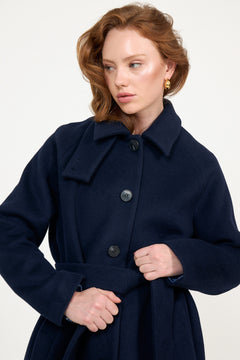 Augusta Maxi Wool Coat - Navy