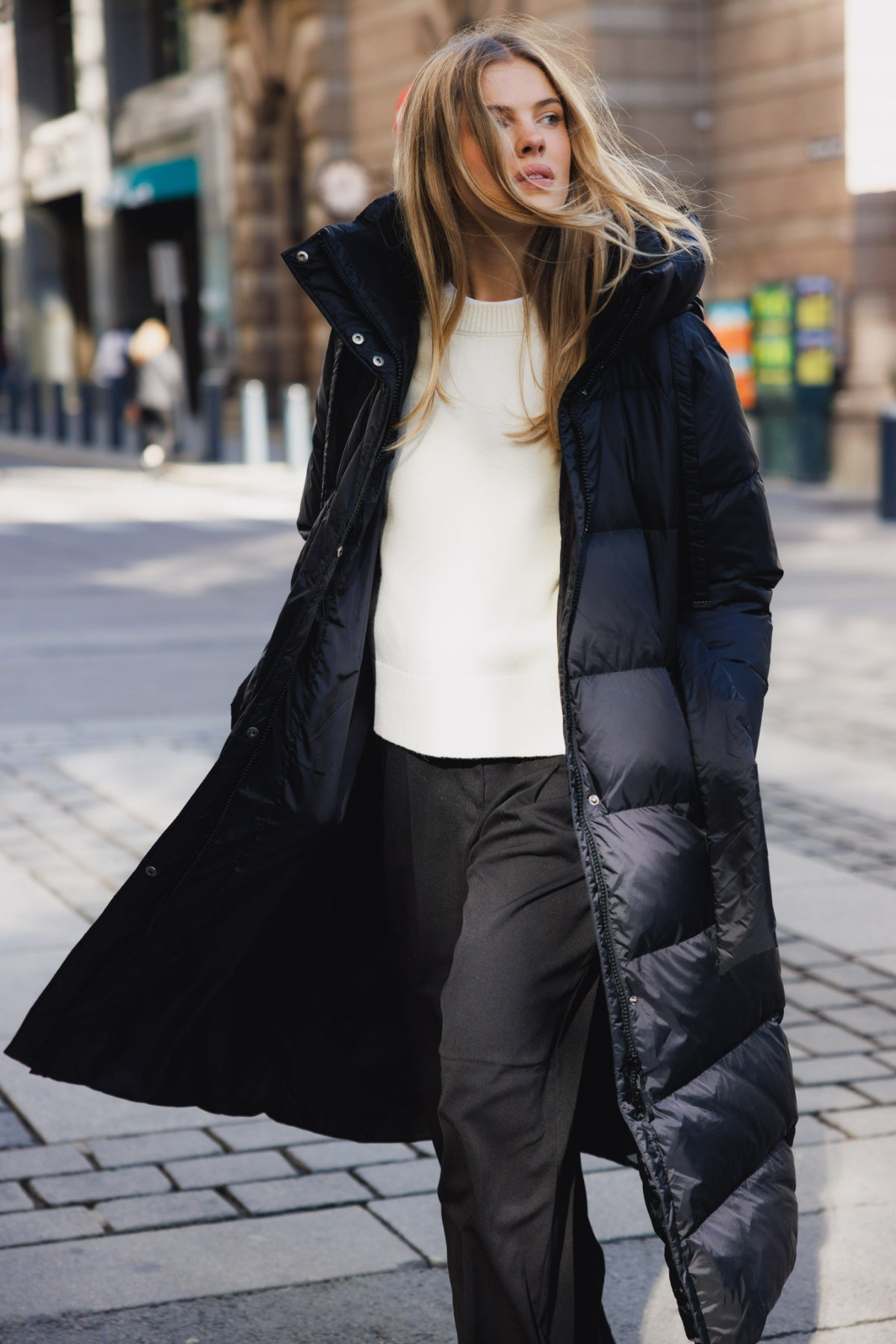 Mina Down Maxi Coat - Black