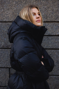 Mina Down Maxi Coat - Black