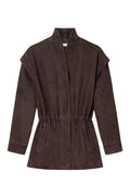 Winnie Leather Jacket - Dark Brown Suede