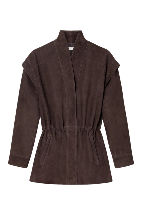 Winnie Leather Jacket - Dark Brown Suede