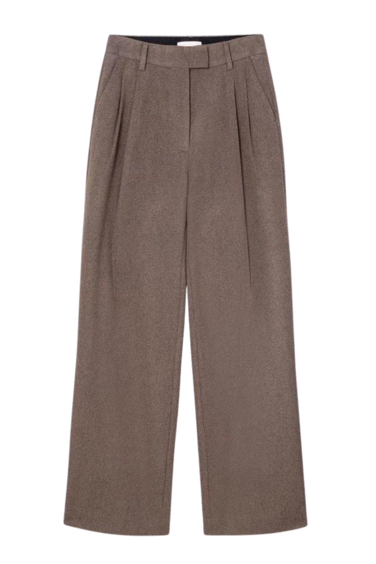 Ava Wool Trouser - Dark Taupe Melange